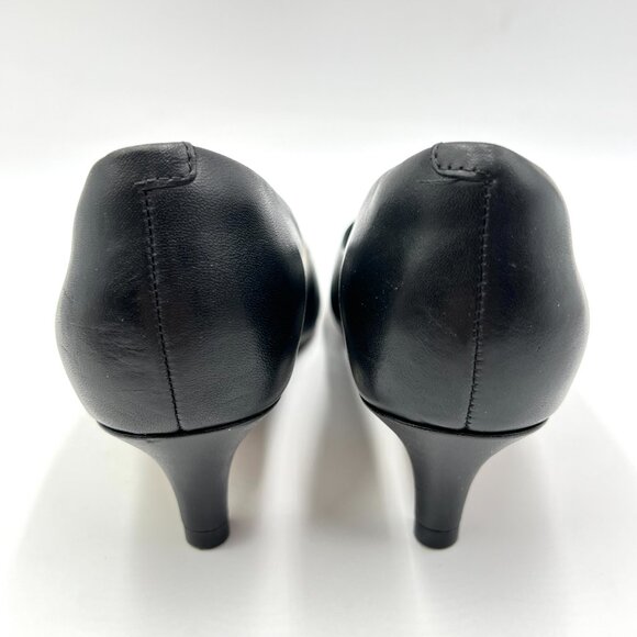 Clarks‎ Size 6 Linvale Jerica Black Leather Point Toe Kitten Heels Pumps Shoes - Picture 8 of 15